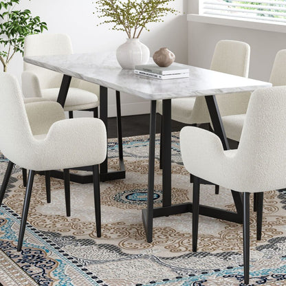 Rectangular Marble-Effect Table-Furniture > Dining > Dining Tables-PEROZ Accessories