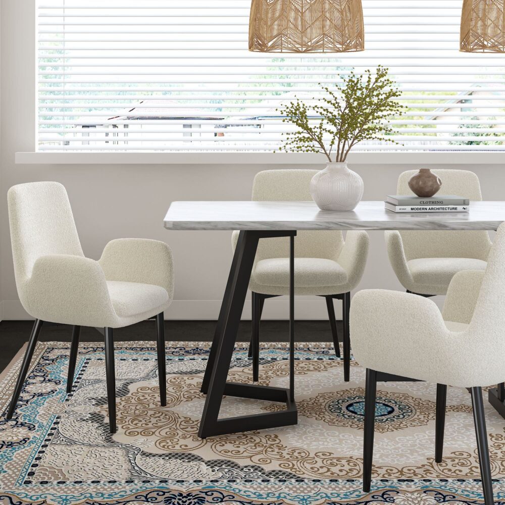 Rectangular Marble-Effect Table-Furniture > Dining > Dining Tables-PEROZ Accessories