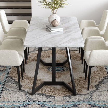 Rectangular Marble-Effect Table-Furniture > Dining > Dining Tables-PEROZ Accessories