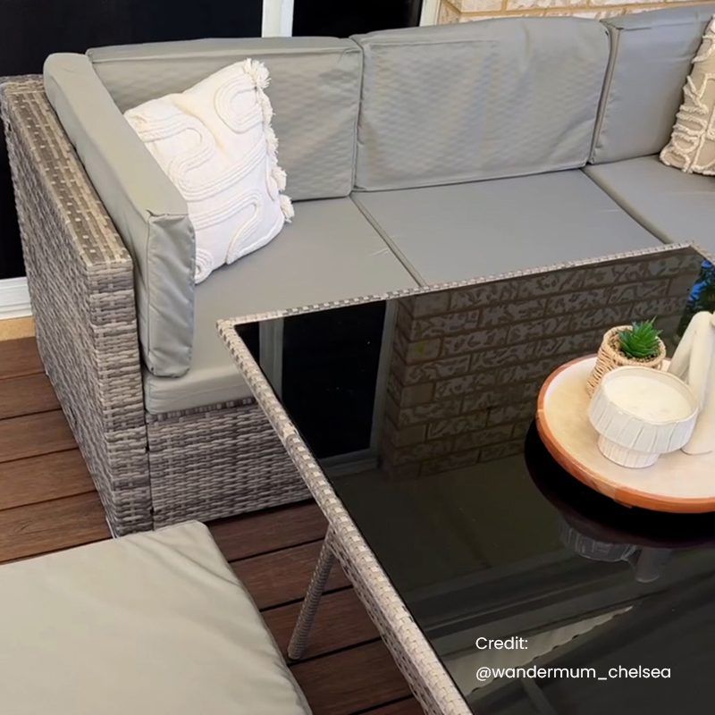 8PC Outdoor Dining Set Wicker Table &amp;amp; Chairs-Grey-Furniture > Outdoor > Outdoor Dining Sets-PEROZ Accessories