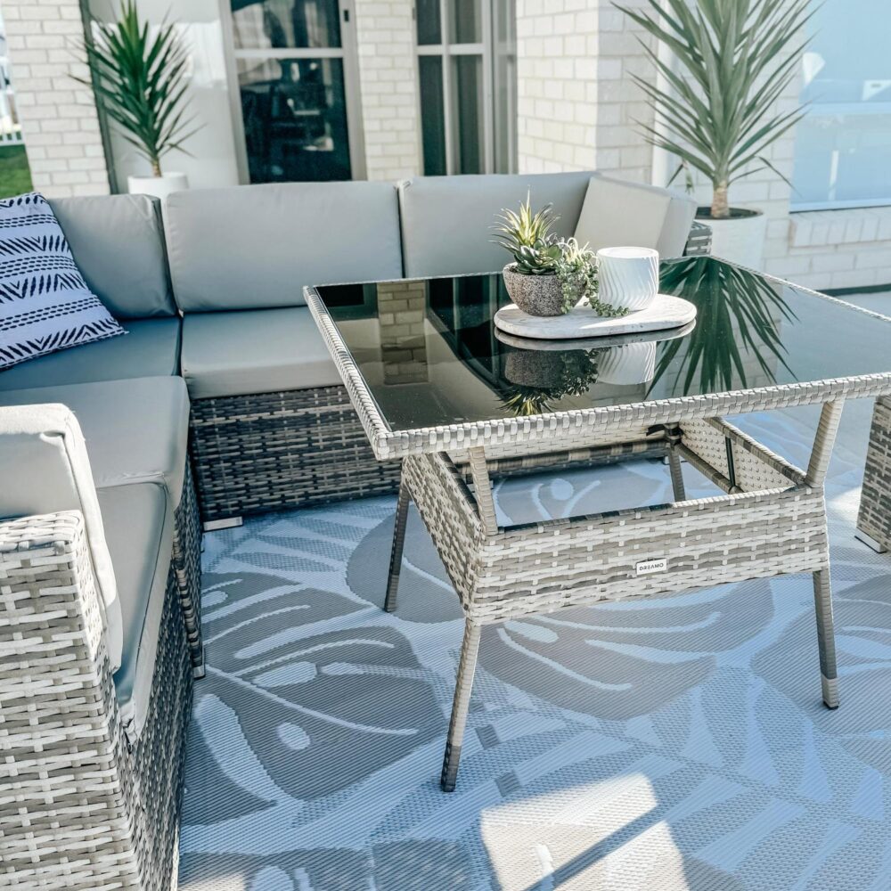 8PC Outdoor Dining Set Wicker Table &amp;amp; Chairs-Grey-Furniture &gt; Outdoor &gt; Outdoor Dining Sets-PEROZ Accessories