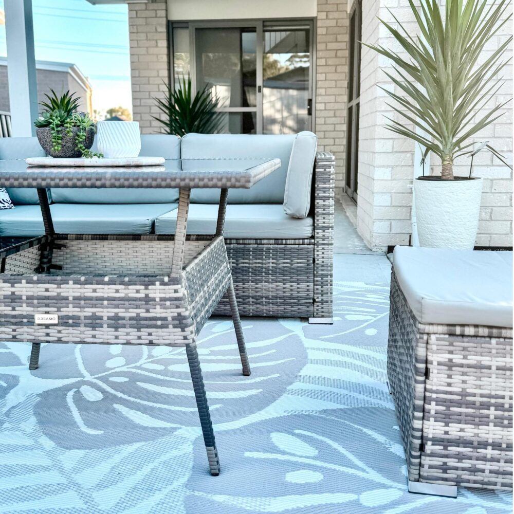 8PC Outdoor Dining Set Wicker Table &amp;amp; Chairs-Grey-Furniture &gt; Outdoor &gt; Outdoor Dining Sets-PEROZ Accessories
