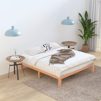 Warm Wooden Natural Bed Base Frame – Double-Furniture > Bedroom > Beds &amp; Bed Frames-PEROZ Accessories