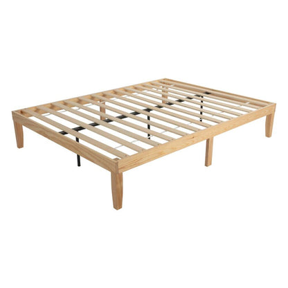 Warm Wooden Natural Bed Base Frame – Double-Furniture > Bedroom > Beds &amp; Bed Frames-PEROZ Accessories