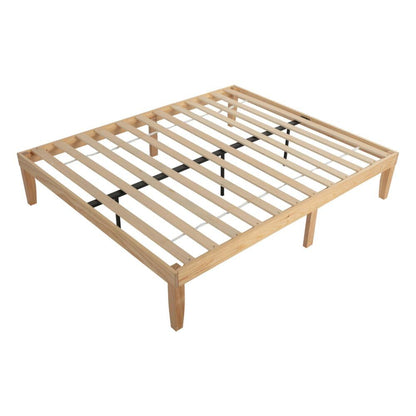 Warm Wooden Natural Bed Base Frame – Double-Furniture > Bedroom > Beds &amp; Bed Frames-PEROZ Accessories