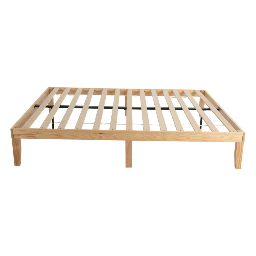 Warm Wooden Natural Bed Base Frame – Double-Furniture &gt; Bedroom &gt; Beds &amp; Bed Frames-PEROZ Accessories