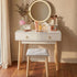 Dressing Vanity Table Stool Set with Make-up LED Lighted Mirror-White-Furniture > Bedroom > Dressing Vanity & Dressing Tables-PEROZ Accessories