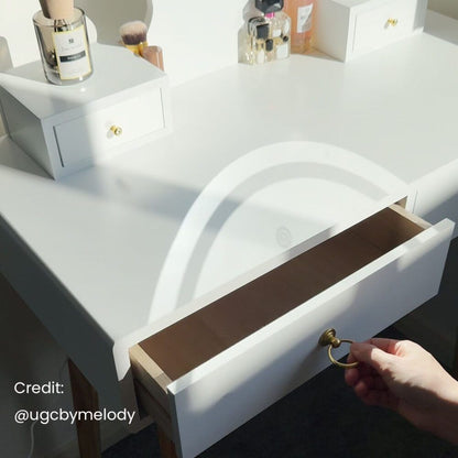 Dressing Vanity Table Stool Set with Make-up LED Lighted Mirror-White-Furniture > Bedroom > Dressing Vanity &amp; Dressing Tables-PEROZ Accessories