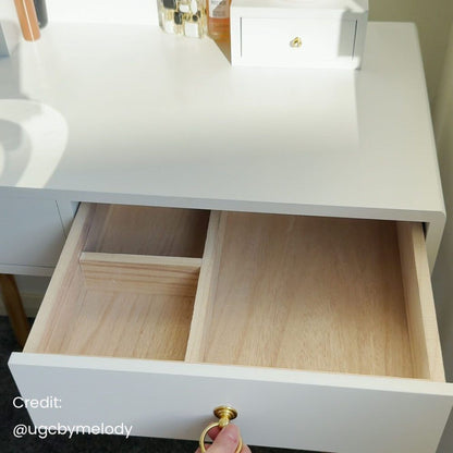 Dressing Vanity Table Stool Set with Make-up LED Lighted Mirror-White-Furniture > Bedroom > Dressing Vanity &amp; Dressing Tables-PEROZ Accessories