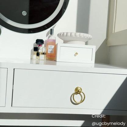 Dressing Vanity Table Stool Set with Make-up LED Lighted Mirror-White-Furniture > Bedroom > Dressing Vanity &amp; Dressing Tables-PEROZ Accessories