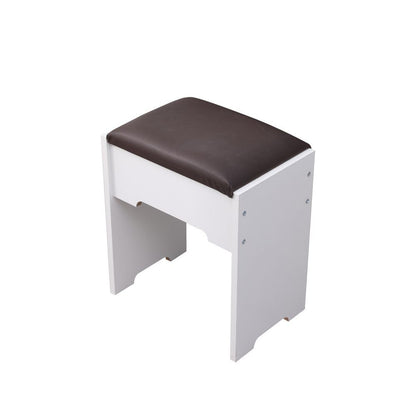Fidel Vanity Set with Cushioned Stool and Lighted Mirror- White-Dressing Tables-PEROZ Accessories