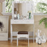 Fidel Vanity Set with Cushioned Stool and Lighted Mirror- White-Dressing Tables-PEROZ Accessories