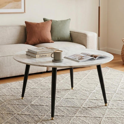 Minimalist Marble Effect Round Coffee Table-Furniture > Living Room > Coffee Tables-PEROZ Accessories