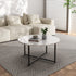 White Marble Effect Round Coffee Table with Black Legs-Furniture > Living Room > Coffee Tables-PEROZ Accessories