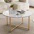 White Marble Effect Round Coffee Table with Gold Legs-Furniture > Living Room > Coffee Tables-PEROZ Accessories