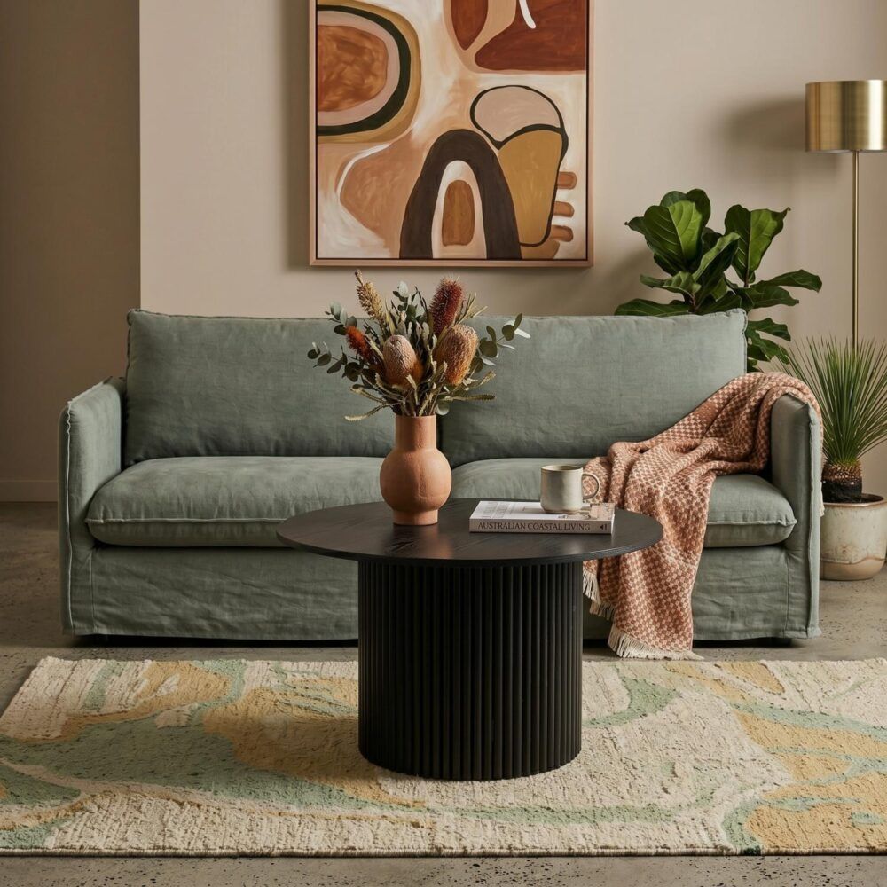 Luxe Black Ribbed Texture Wooden Coffee Table-Furniture > Living Room > Coffee Tables-PEROZ Accessories