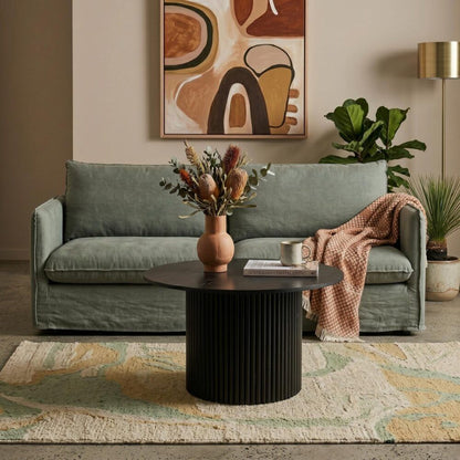 Luxe Black Ribbed Texture Wooden Coffee Table-Furniture > Living Room > Coffee Tables-PEROZ Accessories