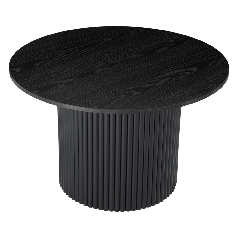 Luxe Black Ribbed Texture Wooden Coffee Table-Furniture > Living Room > Coffee Tables-PEROZ Accessories