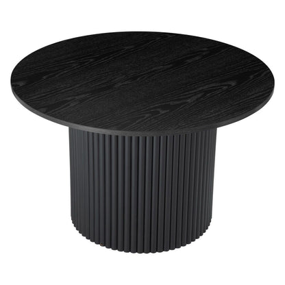 Luxe Black Ribbed Texture Wooden Coffee Table-Furniture > Living Room > Coffee Tables-PEROZ Accessories