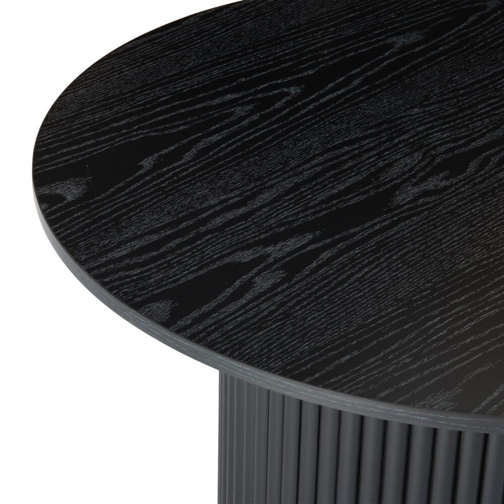 Luxe Black Ribbed Texture Wooden Coffee Table-Furniture > Living Room > Coffee Tables-PEROZ Accessories