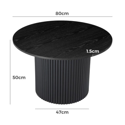 Luxe Black Ribbed Texture Wooden Coffee Table-Furniture > Living Room > Coffee Tables-PEROZ Accessories