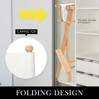 Director Movie Folding Tall Chair 76cm Beech WOOD HUMOR-Furniture &gt; Bar Stools &amp; Chairs &gt; Table &amp; Bar Stools-PEROZ Accessories