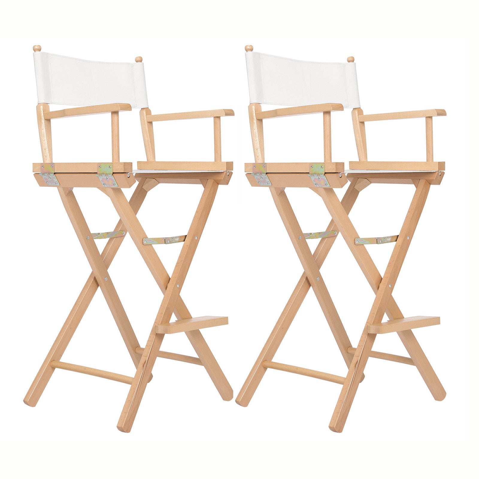 2X Director Movie Folding Tall Chair 76cm Beech WOOD HUMOR-Furniture &gt; Bar Stools &amp; Chairs &gt; Table &amp; Bar Stools-PEROZ Accessories