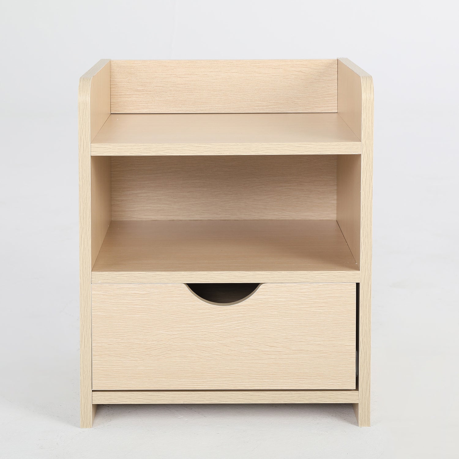 Bedside Table Side Storage Cabinet Nightstand Bedroom 1 Drawer 2 Shelf LARK OAK-Furniture &gt; Bedroom &gt; Bedside Tables-PEROZ Accessories