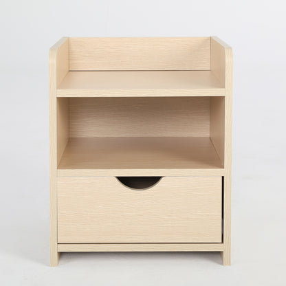 Bedside Table Side Storage Cabinet Nightstand Bedroom 1 Drawer 2 Shelf LARK OAK-Furniture &gt; Bedroom &gt; Bedside Tables-PEROZ Accessories