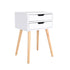 Bedside Table 2 Drawer Wood Leg Storage Cabinet Nightstand SUZY WHITE-Furniture > Bedroom > Bedside Tables-PEROZ Accessories