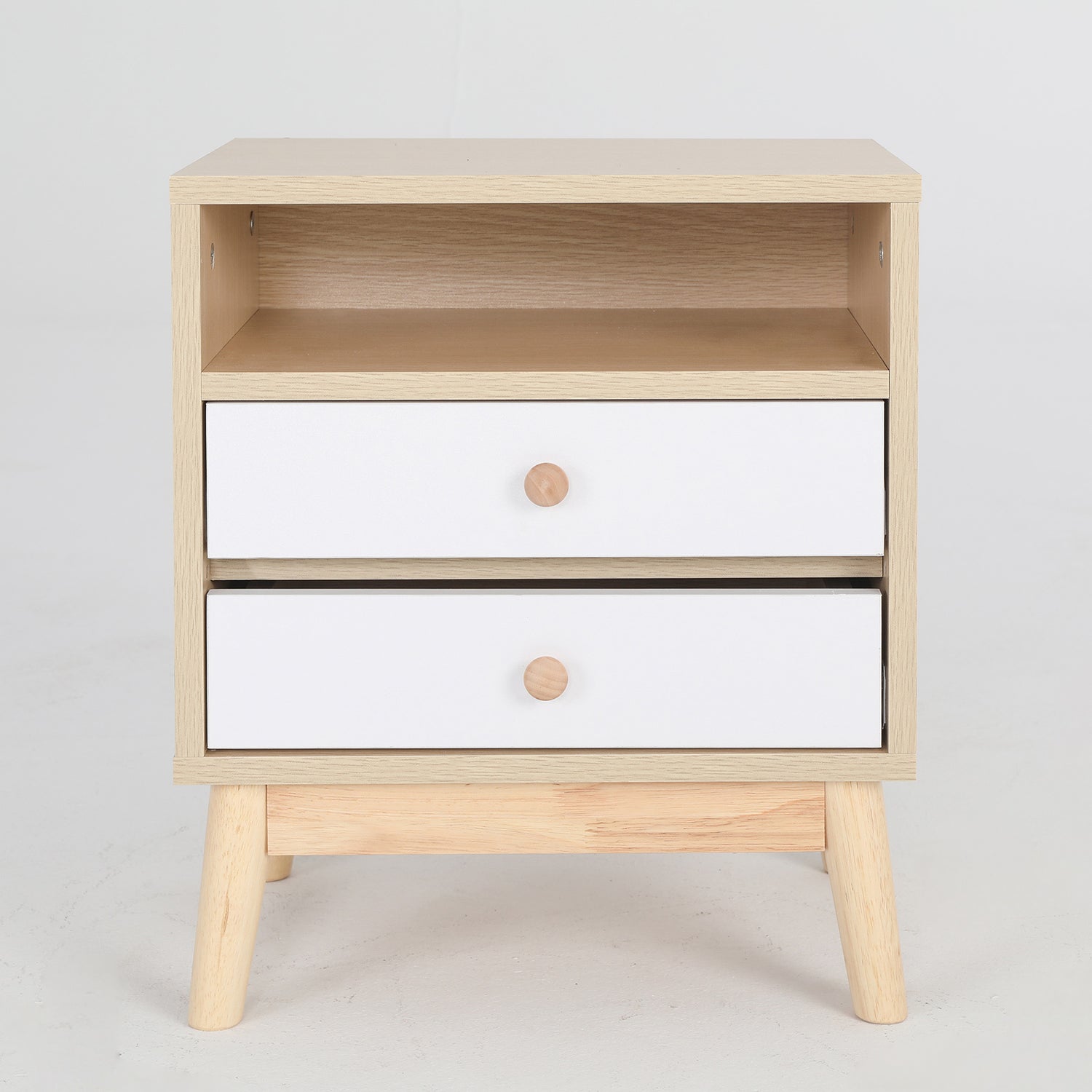 2X Bedside Table Side Storage Cabinet Nightstand Bedroom 2 Drawer ANYA OAK-Furniture &gt; Bedroom &gt; Bedside Tables-PEROZ Accessories
