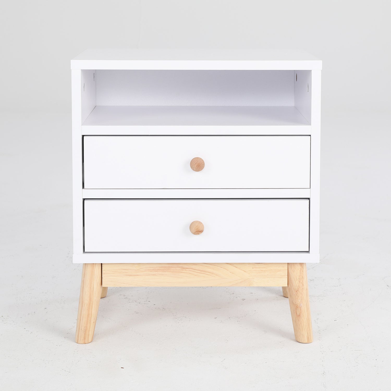 Bedside Table Side Storage Cabinet Nightstand Bedroom 2 Drawer ANYA - WHITE-Furniture &gt; Bedroom &gt; Bedside Tables-PEROZ Accessories