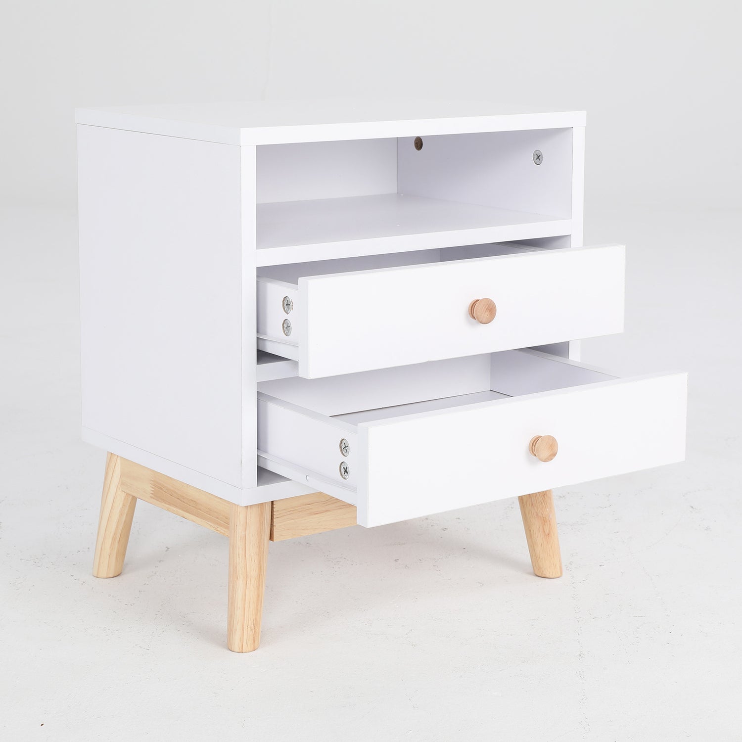 Bedside Table Side Storage Cabinet Nightstand Bedroom 2 Drawer ANYA - WHITE-Furniture &gt; Bedroom &gt; Bedside Tables-PEROZ Accessories