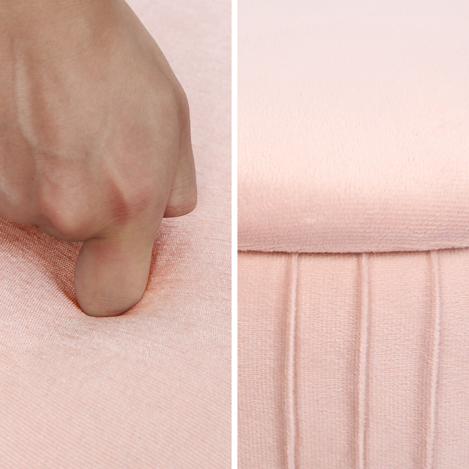 Side Table Storage Ottoman - Velvet Padded Stool Vanity Footstool REMY PINK-Furniture &gt; Living Room &gt; Ottomans &amp; Footstools-PEROZ Accessories