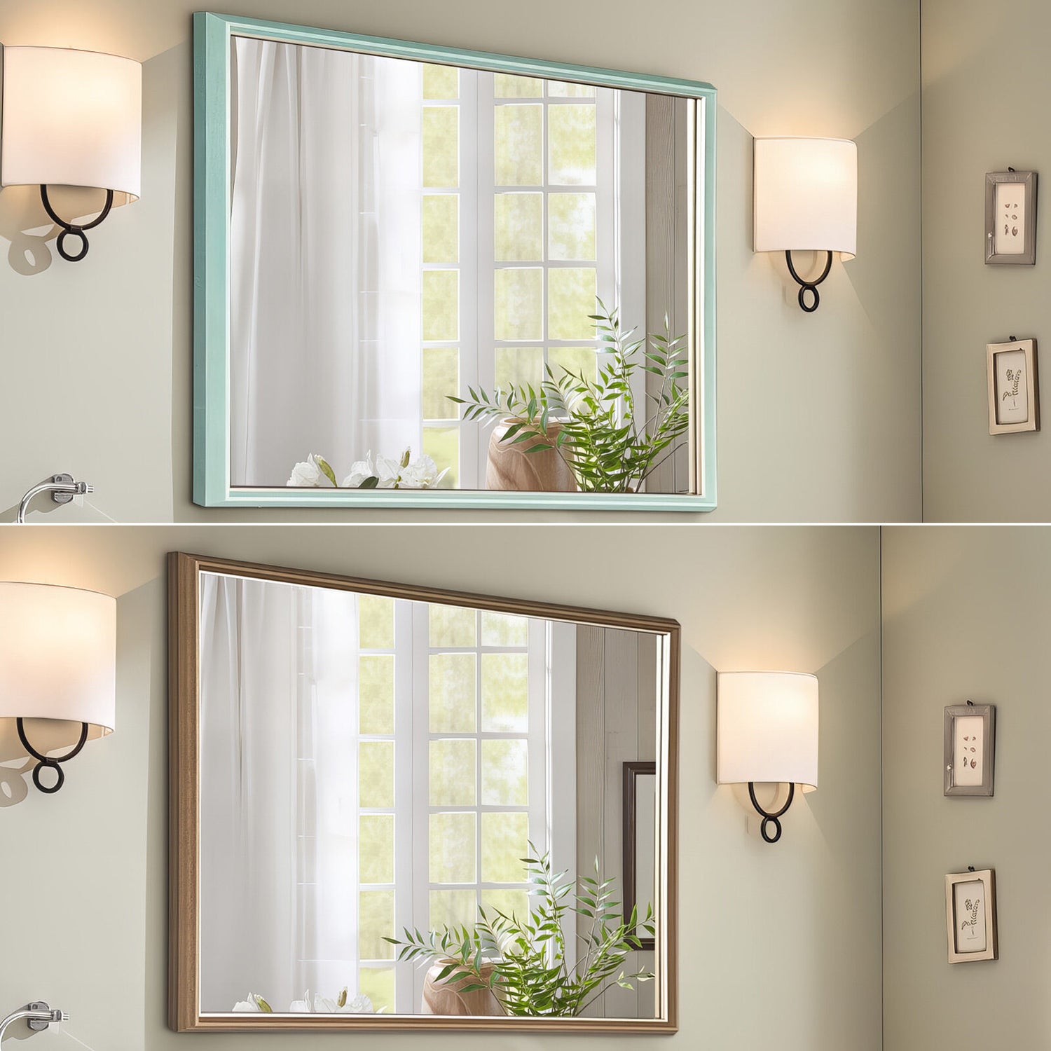 2 Set Wall Mirror Rectangular Frame Bathroom 70x90cm Turquoise-Home &amp; Garden &gt; Decor &gt; Mirrors-PEROZ Accessories