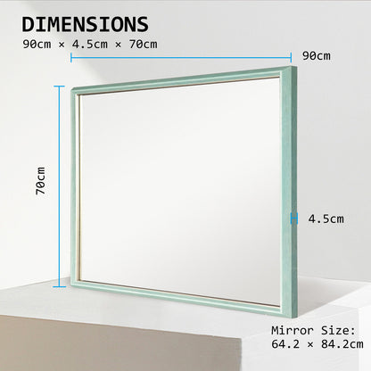 2 Set Wall Mirror Rectangular Frame Bathroom 70x90cm Turquoise-Home &amp; Garden &gt; Decor &gt; Mirrors-PEROZ Accessories