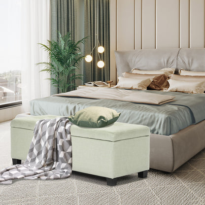Storage Ottoman Stool 102cm Fabric LIGHT GREEN-Ottomans-PEROZ Accessories