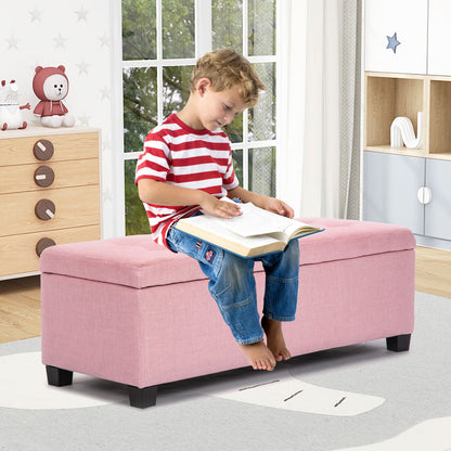 Storage Ottoman Stool 102cm Fabric PINK-Ottomans-PEROZ Accessories