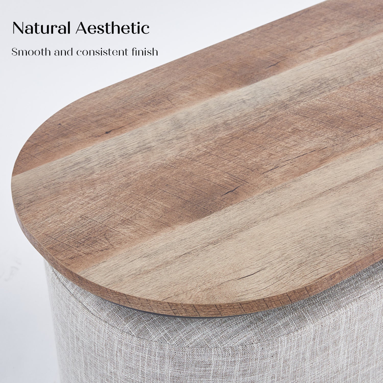 3 Piece Set Coffee Table &amp; Ottoman Wood Side End Table Industrial - CREAM GREY-Furniture > Office > Office &amp; Desk Chairs-PEROZ Accessories