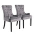 2X French Provincial Dining Chair Ring Studded Velvet Rubberwood Leg LISSE GREY-Furniture > Bedroom > Bedside Tables-PEROZ Accessories
