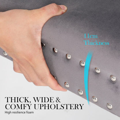 2X French Provincial Dining Chair Ring Studded Velvet Rubberwood Leg LISSE GREY-Furniture &gt; Bedroom &gt; Bedside Tables-PEROZ Accessories