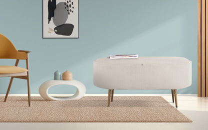 Coffee Table Storage Ottoman - Corduroy Padded Blanket Box Bench ESME CREAM-Furniture > Living Room > Ottomans &amp; Footstools-PEROZ Accessories