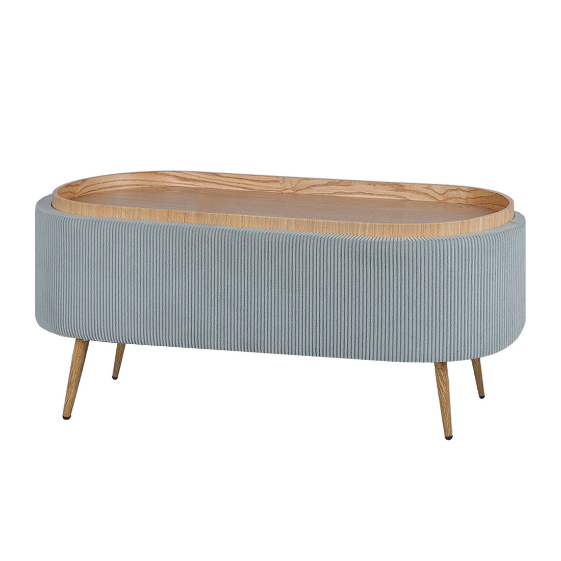 Coffee Table Storage Ottoman - Corduroy Padded Blanket Box Bench ESME - DUSTY BLUE-Furniture > Living Room > Ottomans &amp; Footstools-PEROZ Accessories