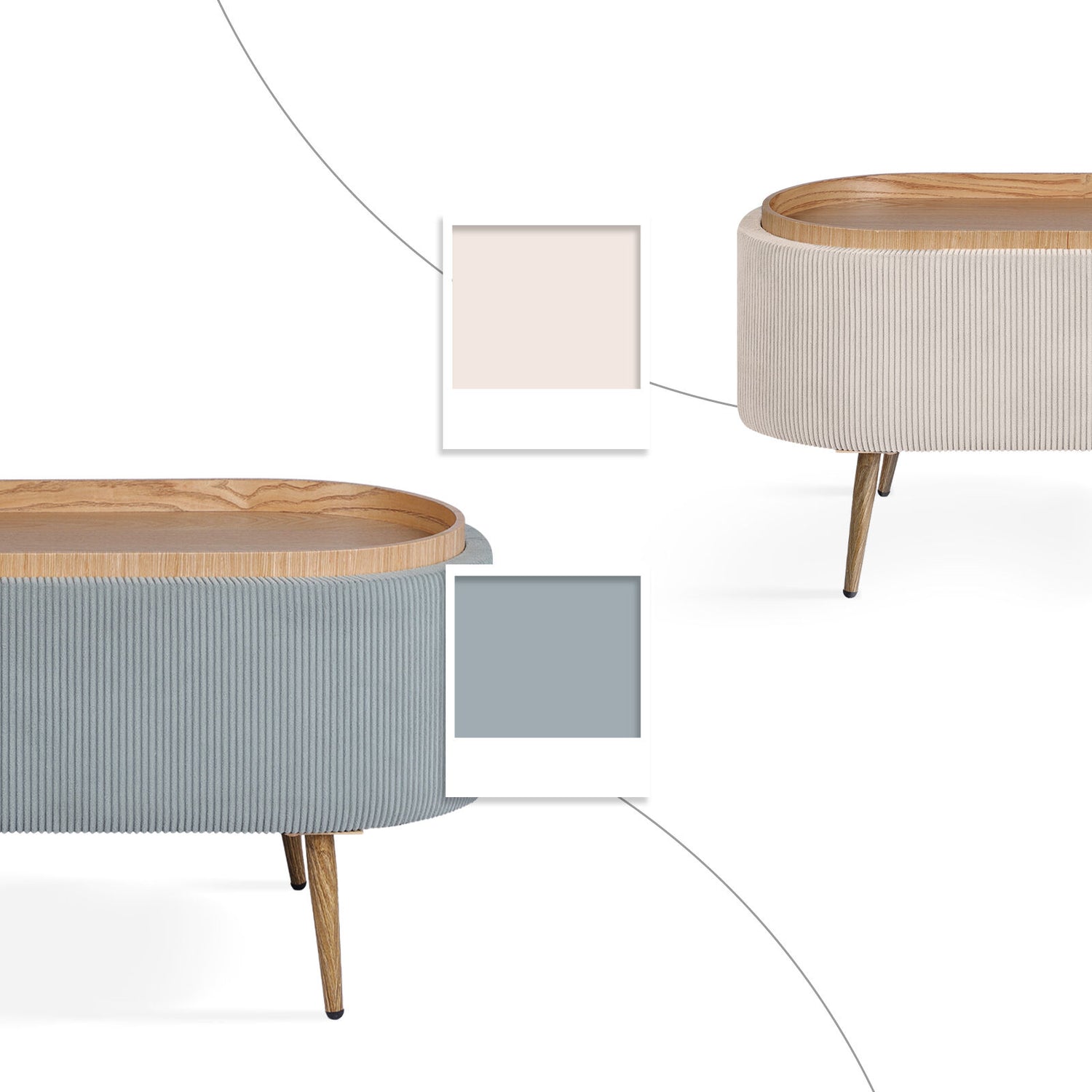 Coffee Table Storage Ottoman - Corduroy Padded Blanket Box Bench ESME - DUSTY BLUE-Furniture > Living Room > Ottomans &amp; Footstools-PEROZ Accessories