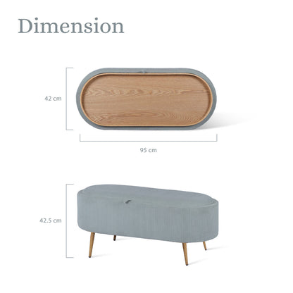 Coffee Table Storage Ottoman - Corduroy Padded Blanket Box Bench ESME - DUSTY BLUE-Furniture > Living Room > Ottomans &amp; Footstools-PEROZ Accessories