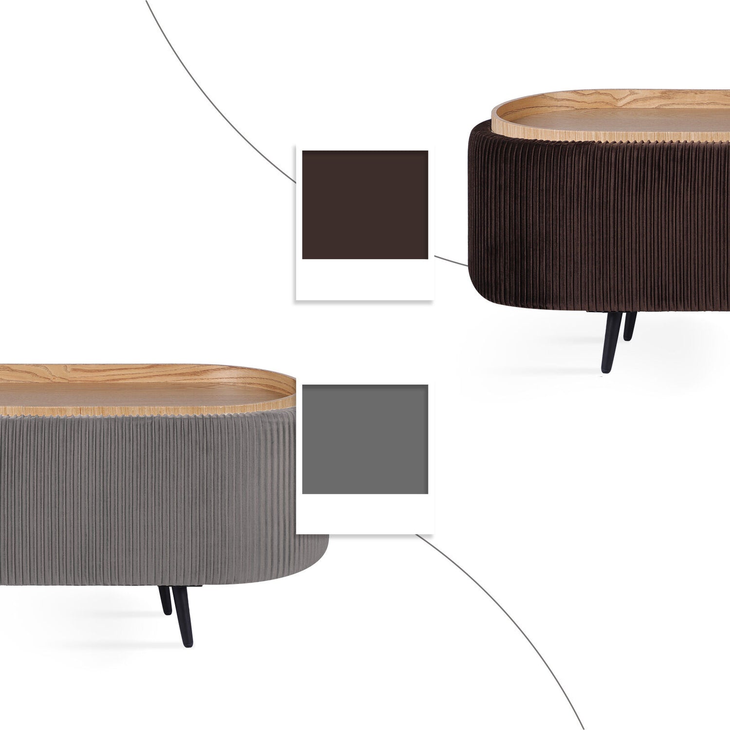 Coffee Table Storage Ottoman - Velvet Padded Blanket Box Bench IRENE GREY-Furniture > Living Room > Ottomans &amp; Footstools-PEROZ Accessories