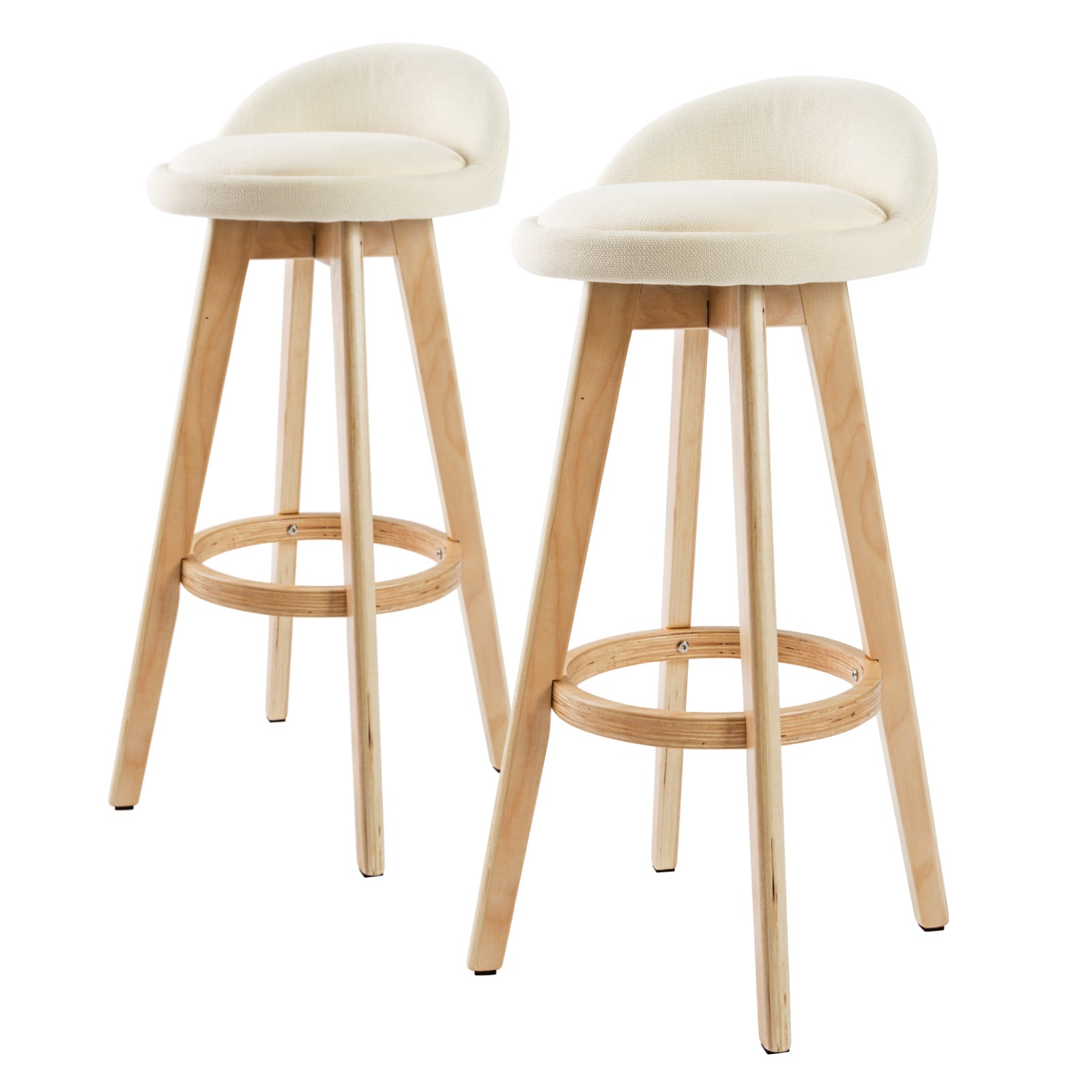 2X Wood Bar Stool Dining Chair Fabric LEILA 72cm BEIGE-Furniture &gt; Bar Stools &amp; Chairs &gt; Table &amp; Bar Stools-PEROZ Accessories