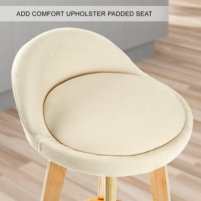 2X Wood Bar Stool Dining Chair Fabric LEILA 72cm BEIGE-Furniture &gt; Bar Stools &amp; Chairs &gt; Table &amp; Bar Stools-PEROZ Accessories