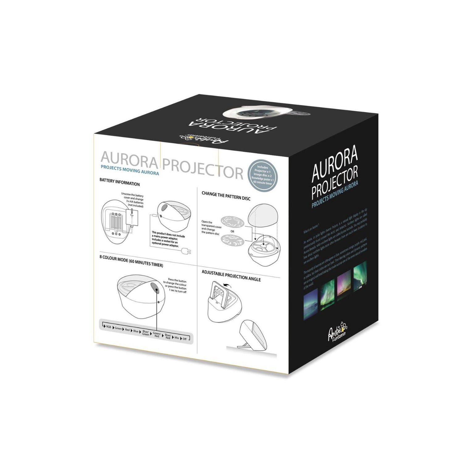 Aurora Projector Moving Night Light 8 Colour Mode - Kids Learning Toy-Baby &amp; Kids &gt; Baby &amp; Kid&
