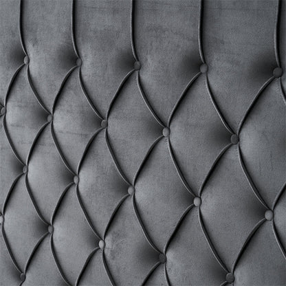 Paris Tall Tufted Velvet Dark Grey Bed with Storage Drawer - King-Furniture &gt; Bedroom &gt; Beds &amp; Bed Frames-PEROZ Accessories